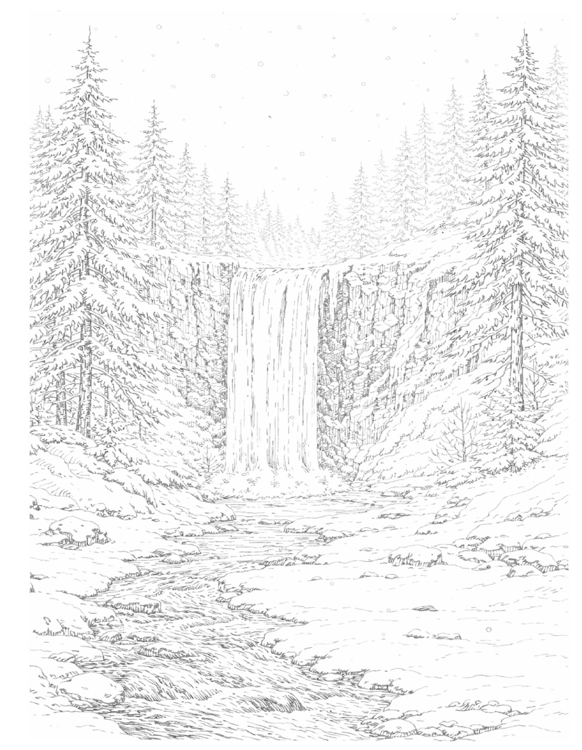 Landscape Coloring Book: Winter Scenery