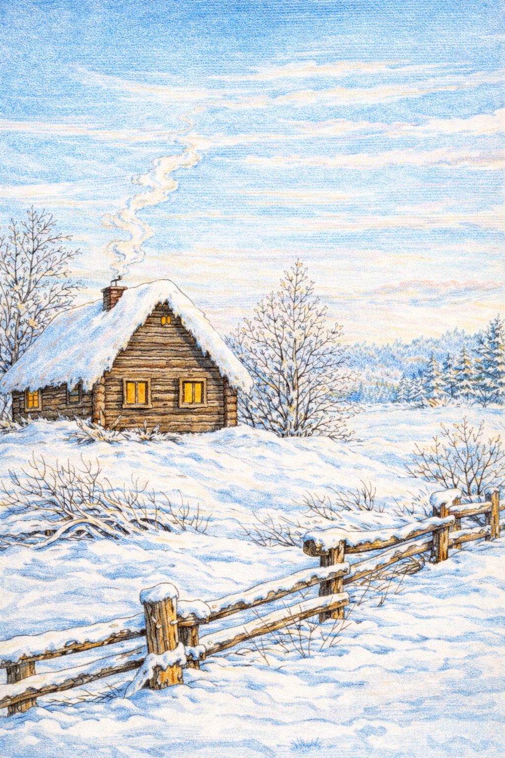 Landscape Coloring Book: Winter Scenery