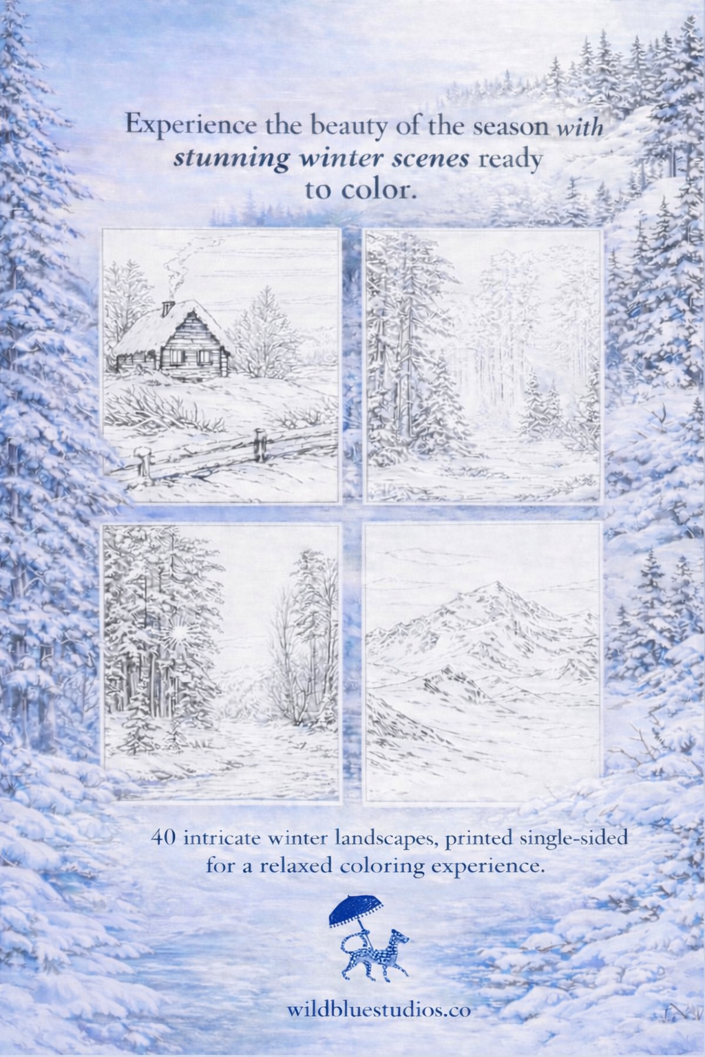 Landscape Coloring Book: Winter Scenery