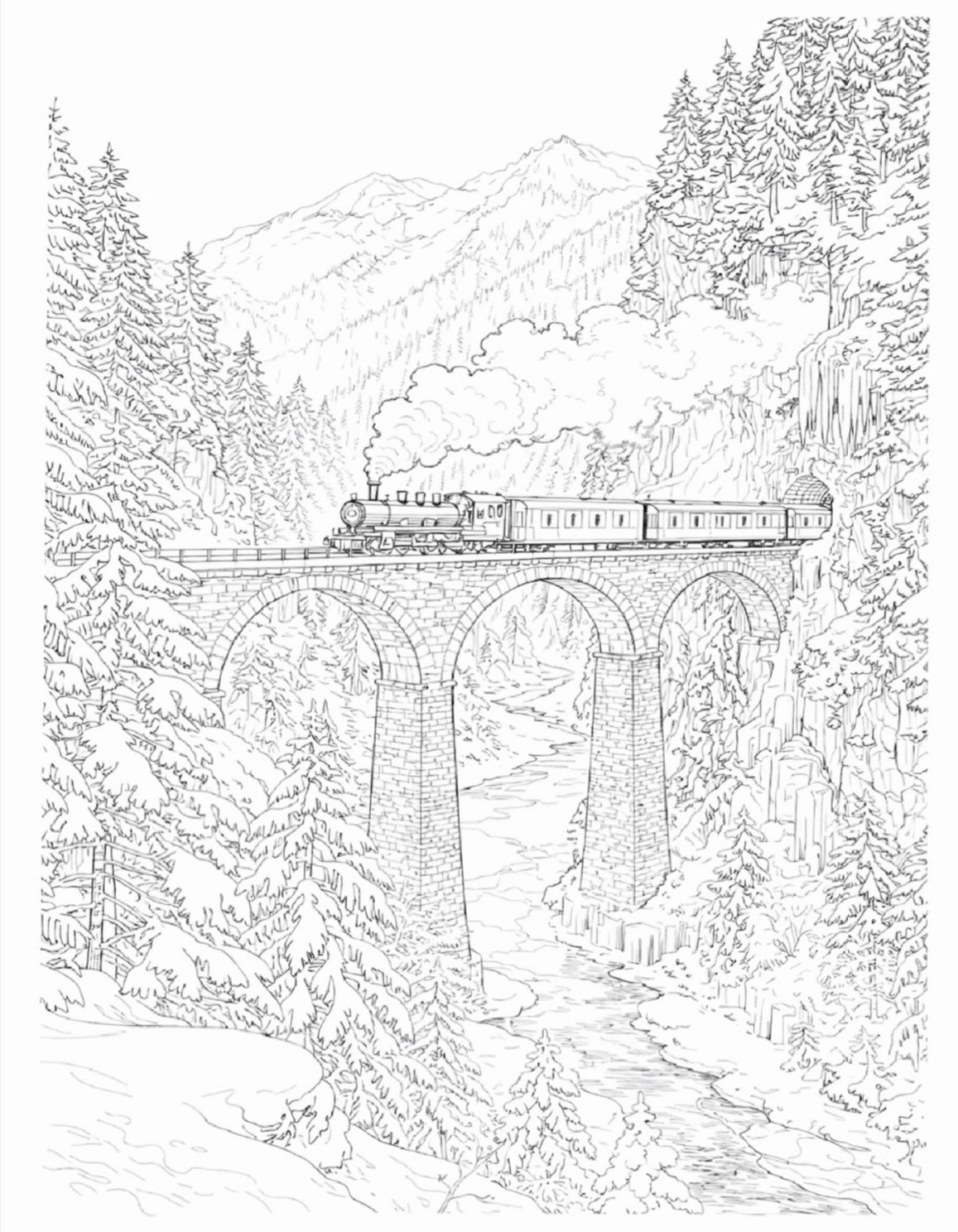 Landscape Coloring Book: Winter Scenery