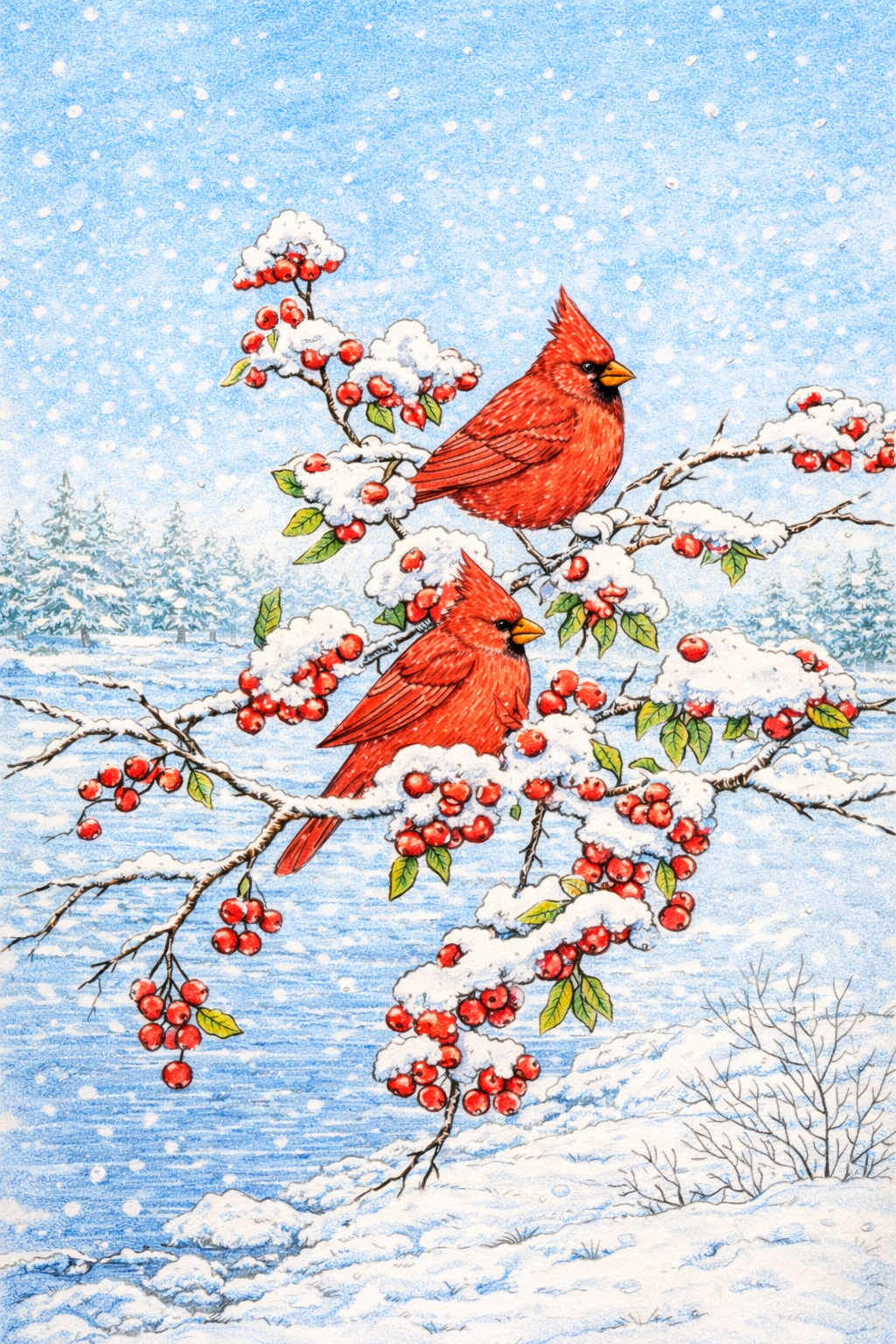 Landscape Coloring Book: Winter Scenery