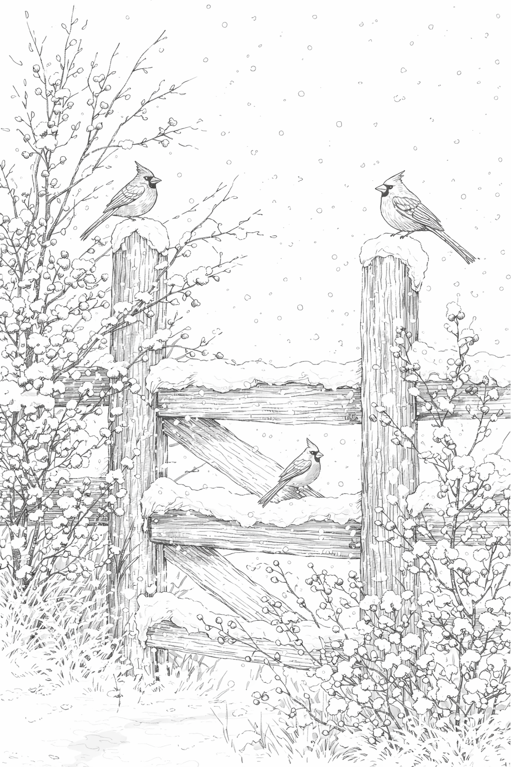 Landscape Coloring Book: Winter Scenery